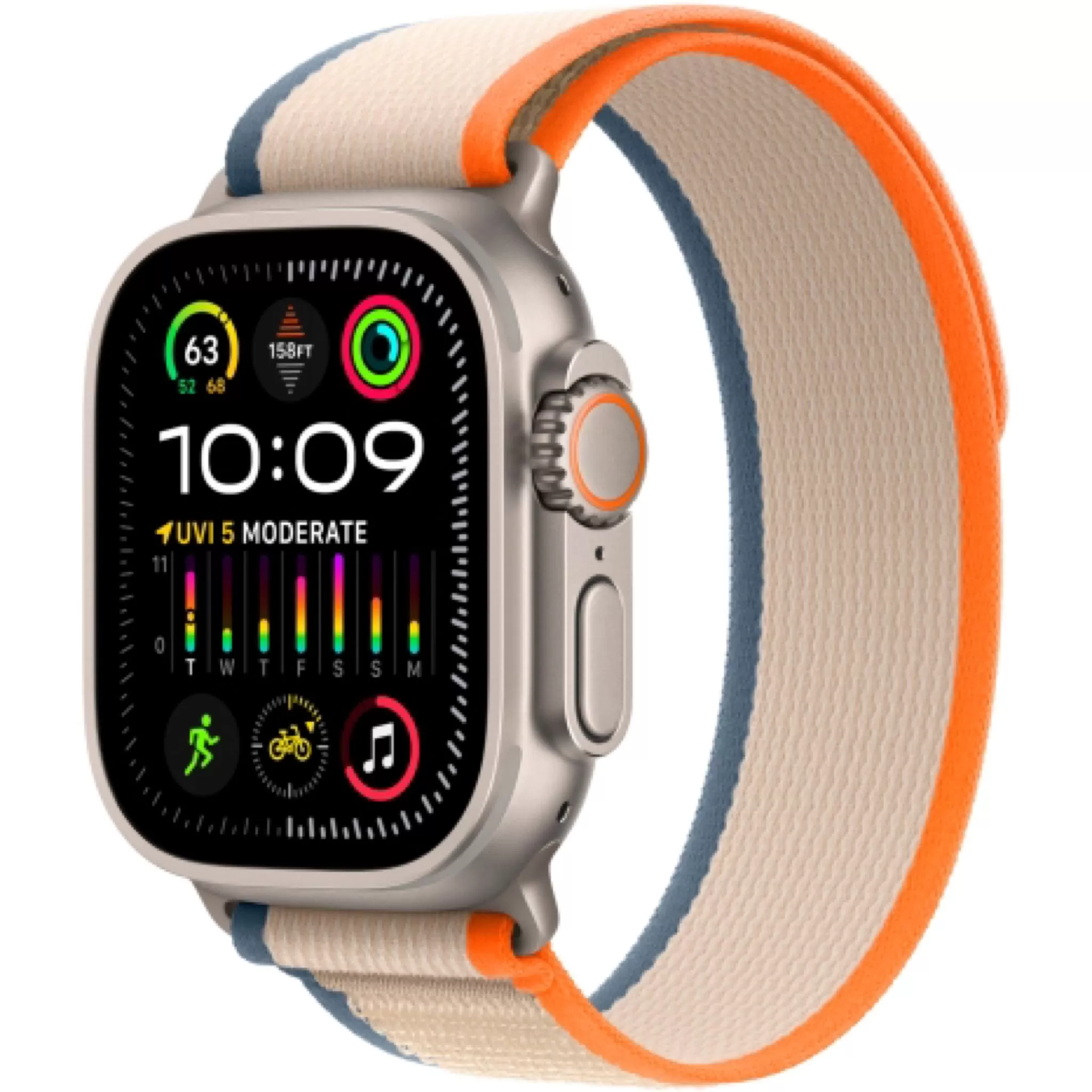 Apple Watch Ultra 2 49 мм, ремешок Trail оранжевого/бежевого цвета, размер S/M