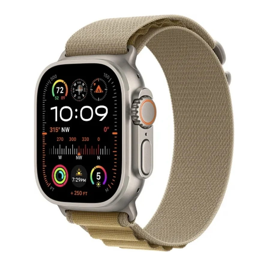 Apple Watch Ultra 2 2024 49 мм, корпус из натурального титана, ремешок Alpine песочного цвета, размер M